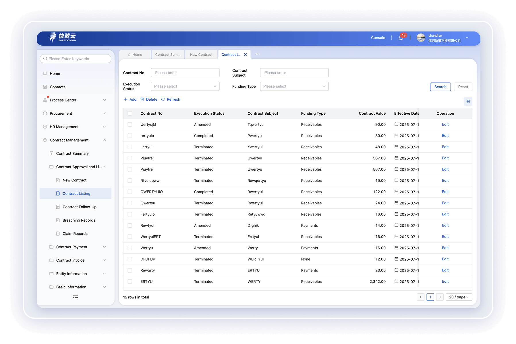 Contract Approval and Ledger